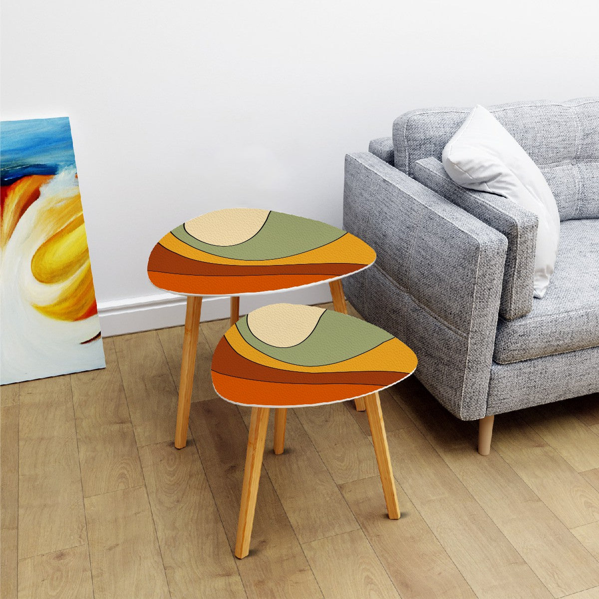 Groovy 60s 70s Mod Retro Orange, Yellow, Green Mid Century Mod Nesting Tables