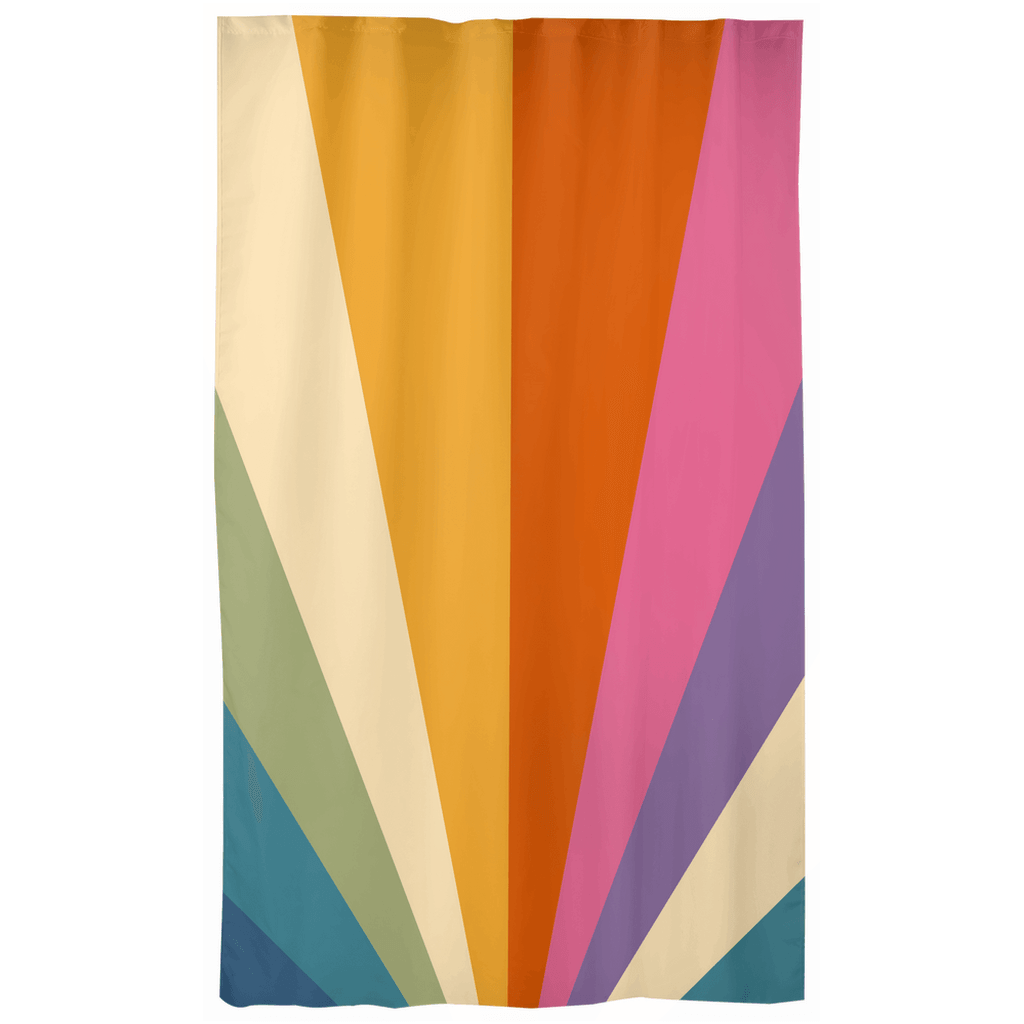 Retro Rainbow Burst Colorful MCM Curtain Panels | lovevisionkarma.com
