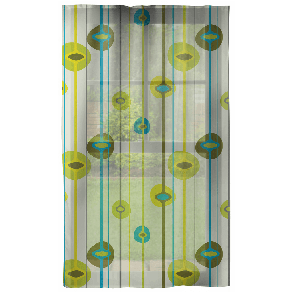 Retro 50s Mid Century Mod Orbs & Lines, Green & Blue Curtains | lovevisionkarma.com