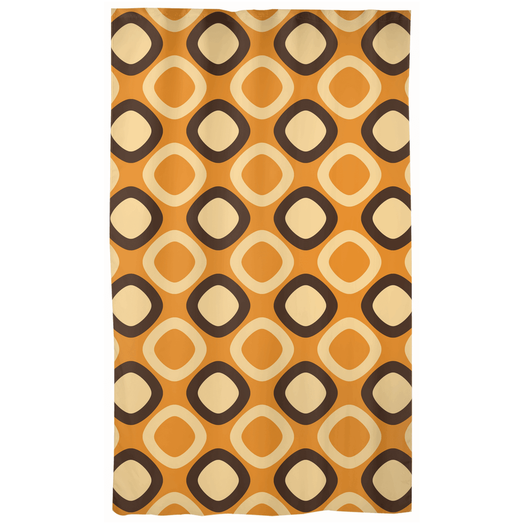 Retro Mod Squares MCM Orange & Brown Curtain Panels | lovevisionkarma.com