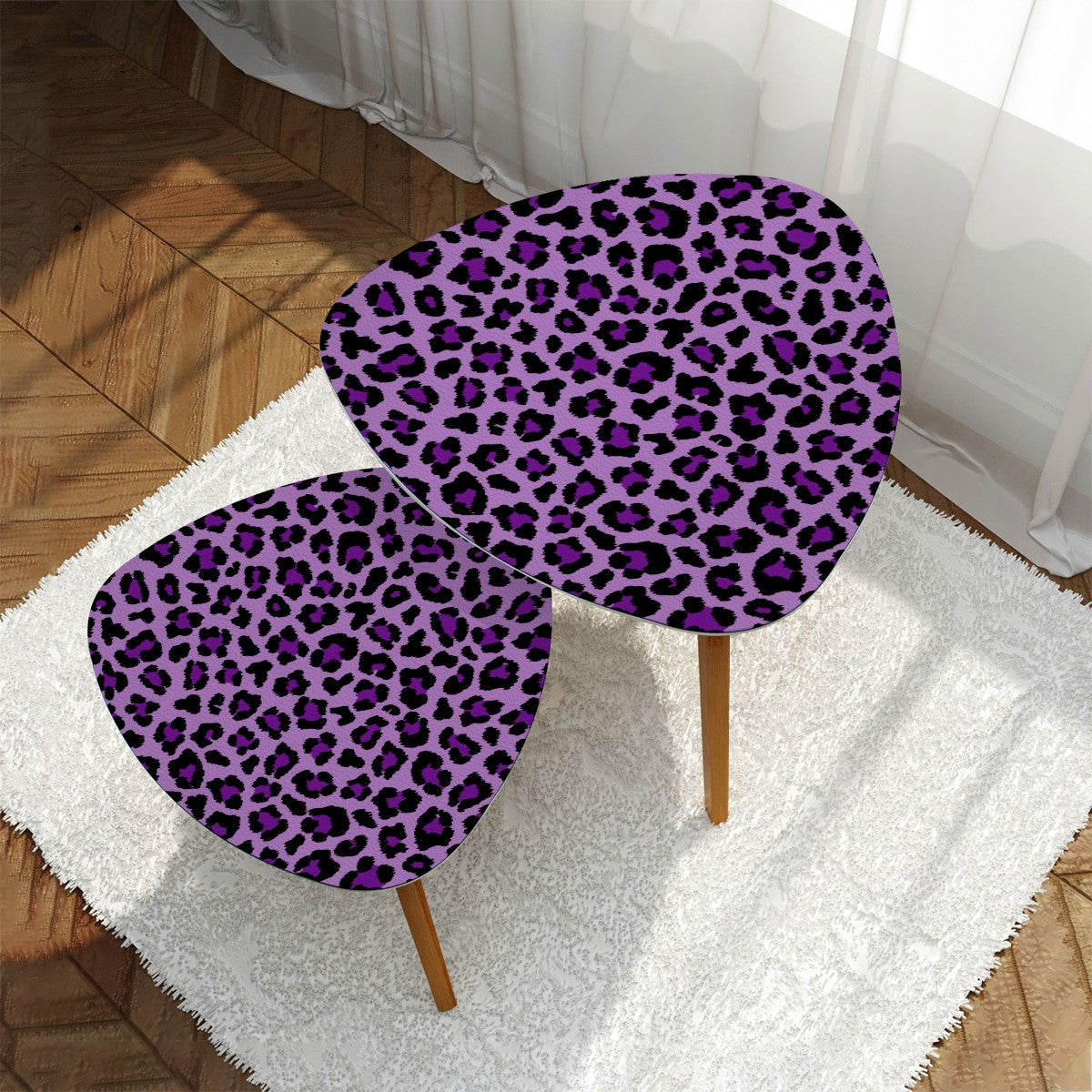 Purple Leopard Spots Cheetah Animal Print MCM Nesting Accent Tables