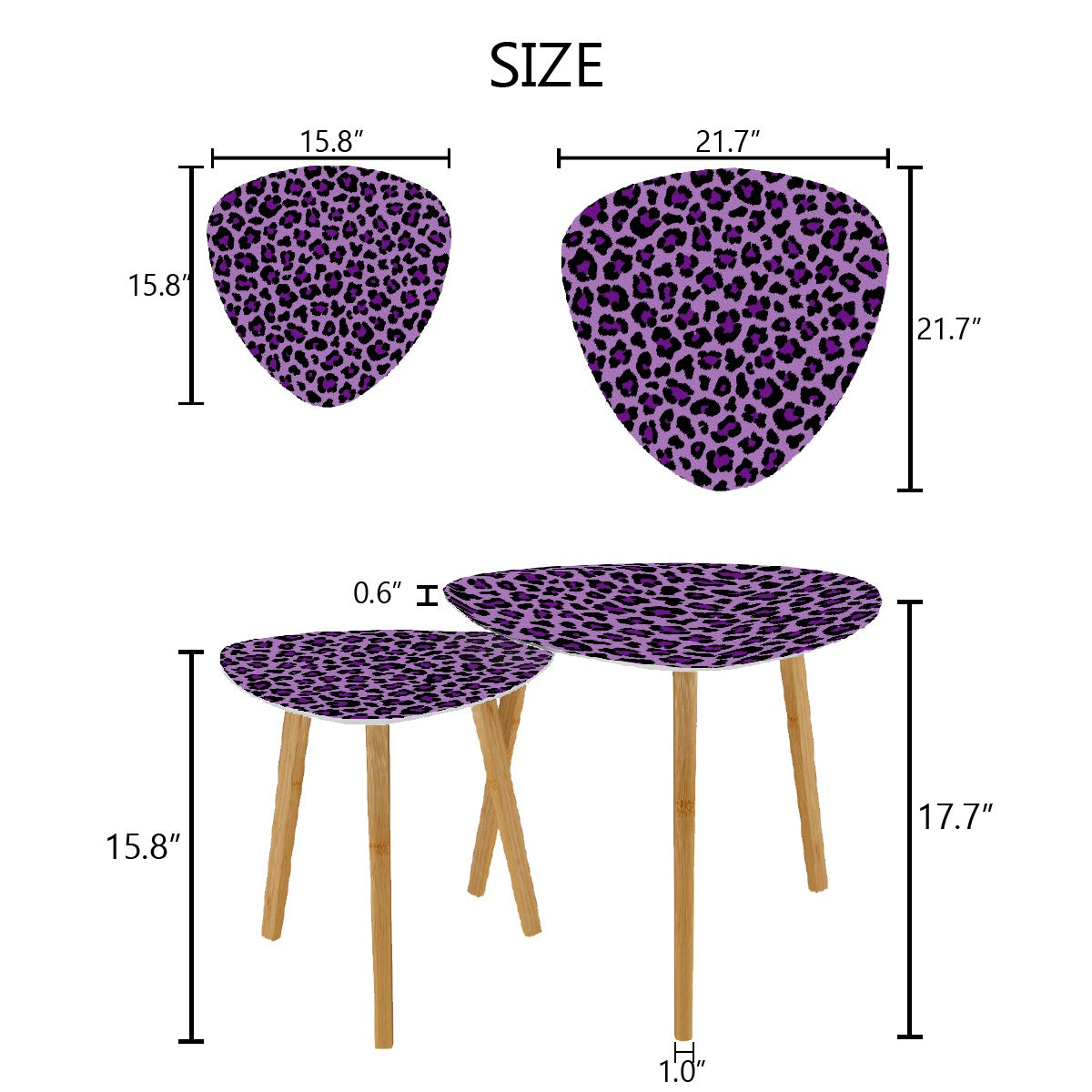 Purple Leopard Spots Cheetah Animal Print MCM Nesting Accent Tables