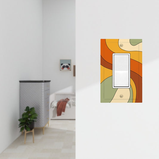 Groovy 60s 70s Mod Retro Orange, Yellow, Green Mid Century Mod Rocker Light Switch Cover (1 Gang Wall Plate)