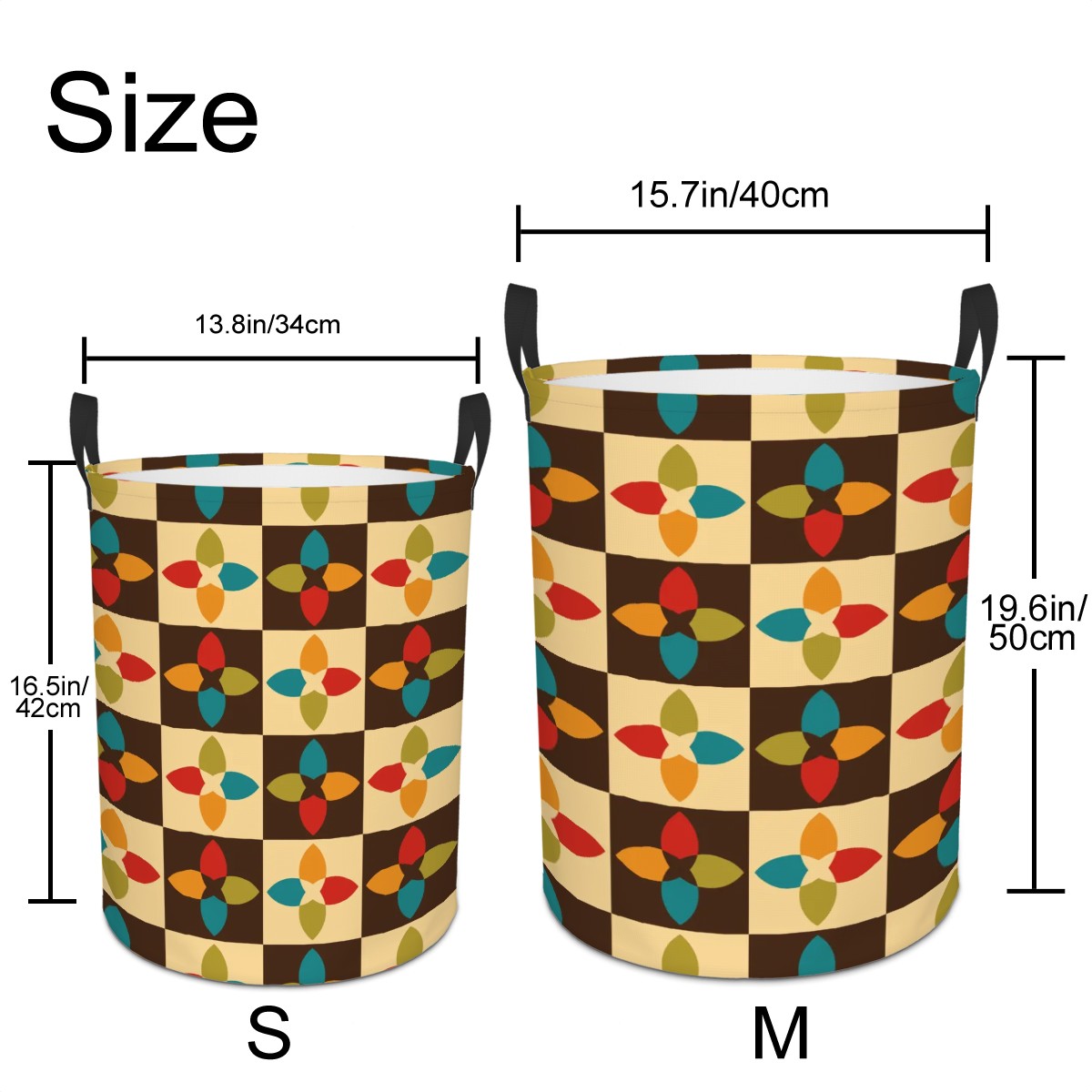 Retro 60s 70s Multicolor Mid Century Modern Round Laundry Hamper