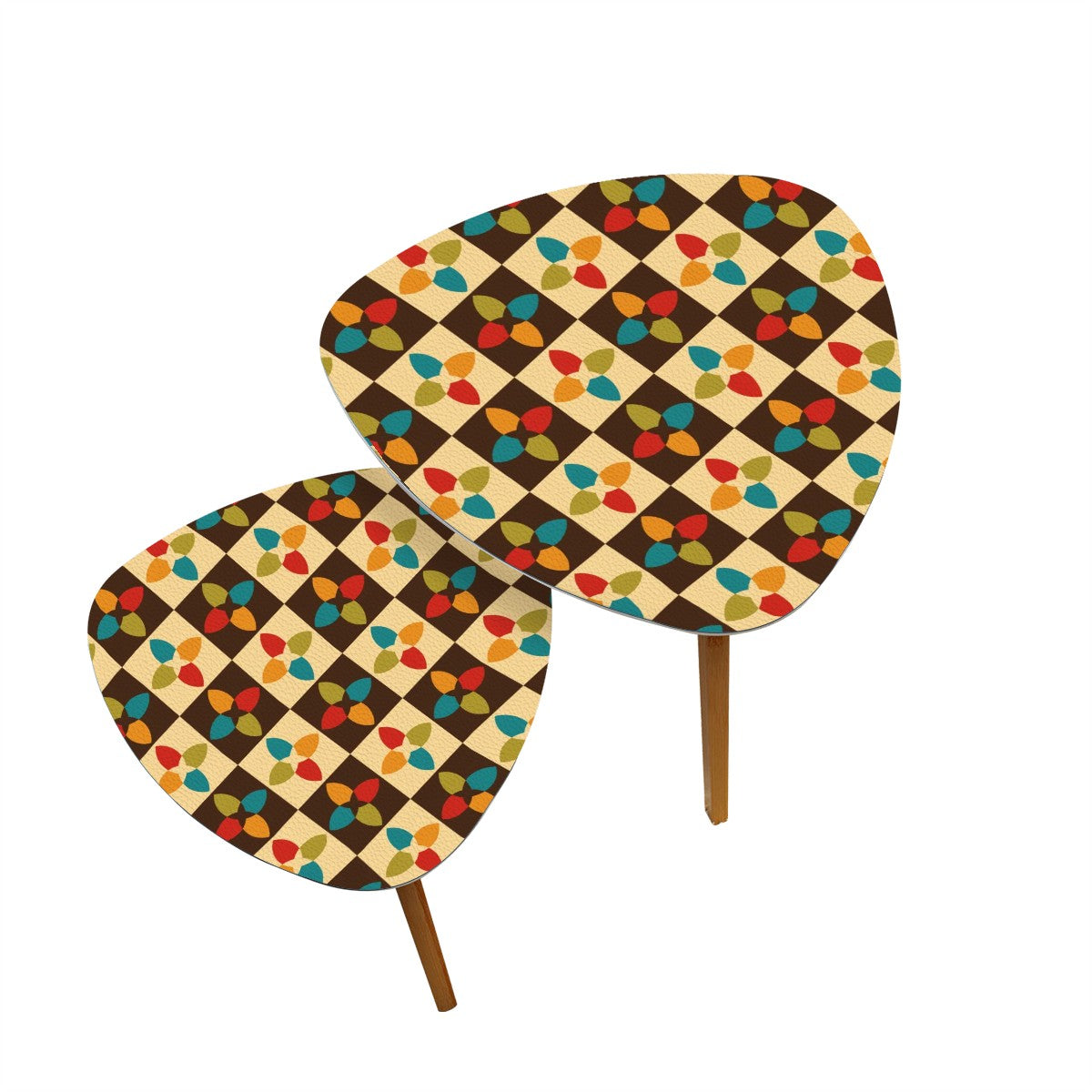Retro 60s 70s Mid Century Modern Multicolor Nesting Accent Tables