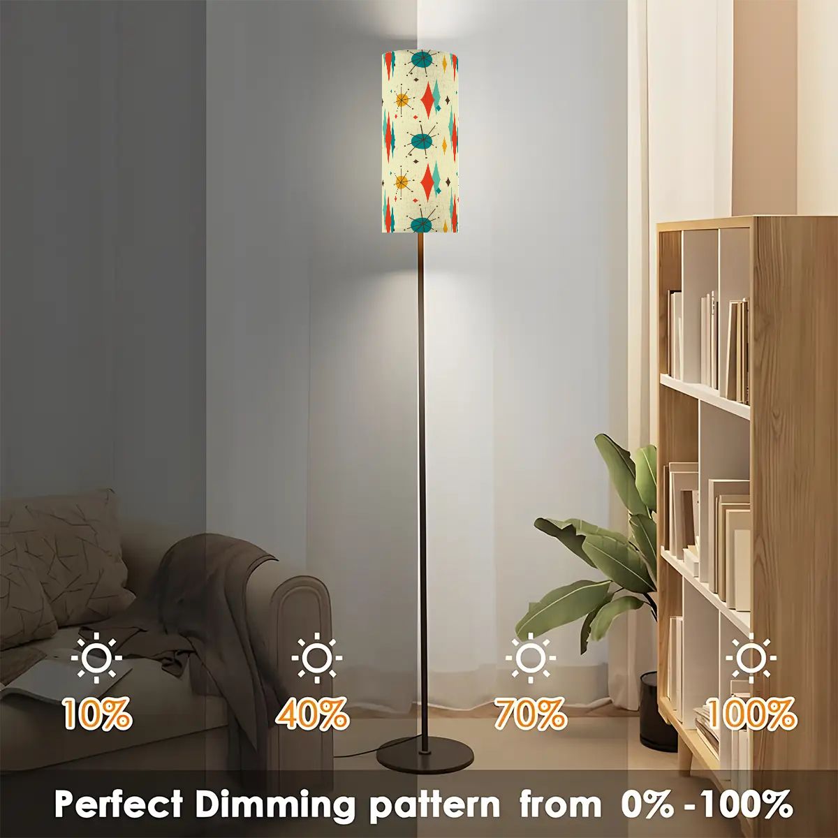 Retro 1950's Atomic Diamond and Starburst Mid Century Modern Floor Lamp