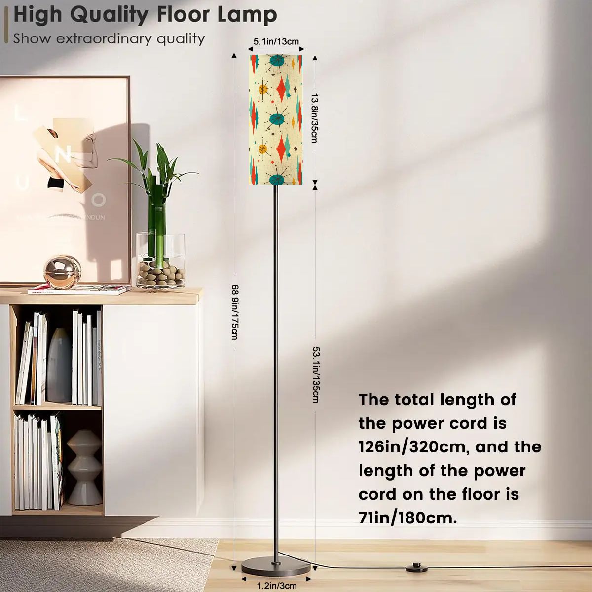 Retro 1950's Atomic Diamond and Starburst Mid Century Modern Floor Lamp