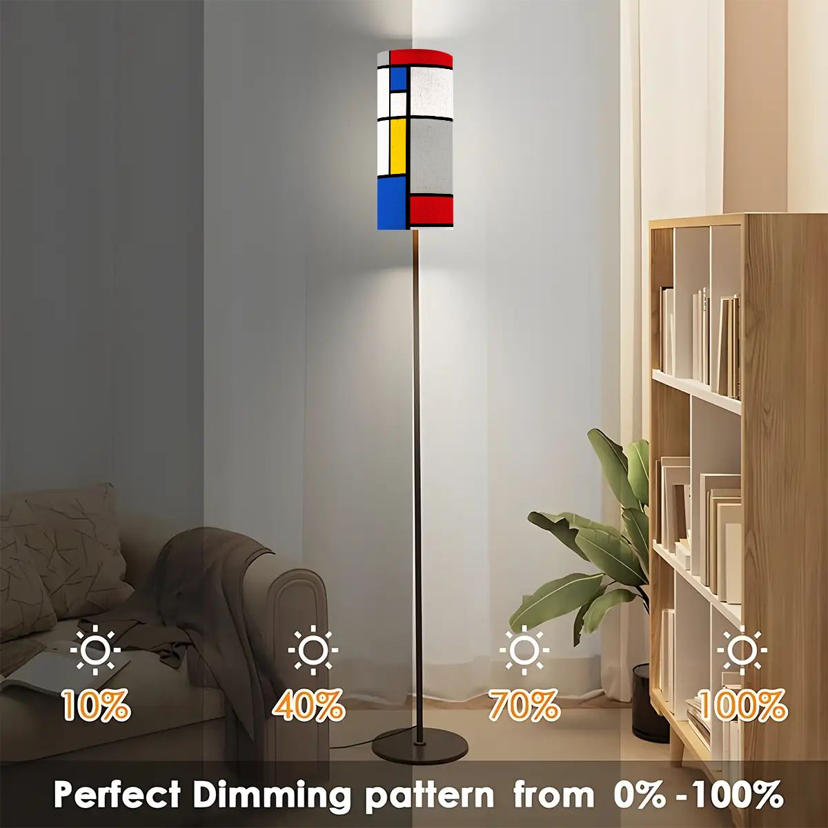 Retro MCM Mondrian Inspired Abstract Art Floor Lamp