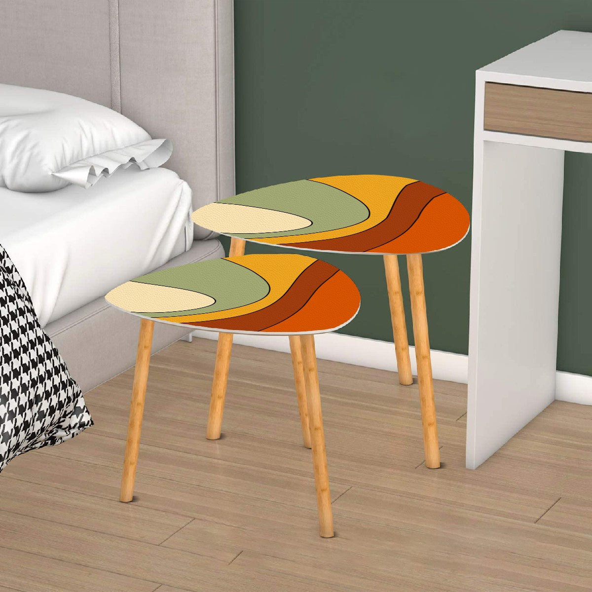 Groovy 60s 70s Mod Retro Orange, Yellow, Green Mid Century Mod Nesting Tables