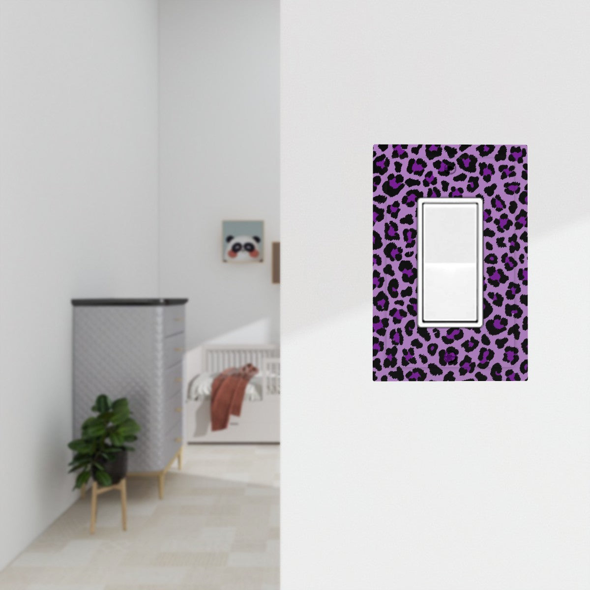Purple Leopard Spots Cheetah Animal Print MCM Rocker Light Switch Cover (1 Gang Wall Plate)