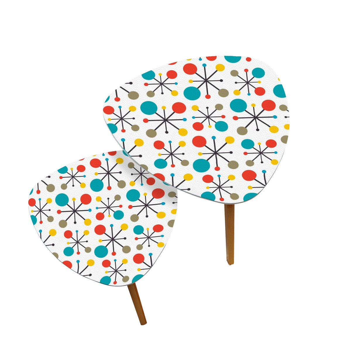 Retro Atomic Burst 1950's Mid Century Modern Colorful Nesting Tables