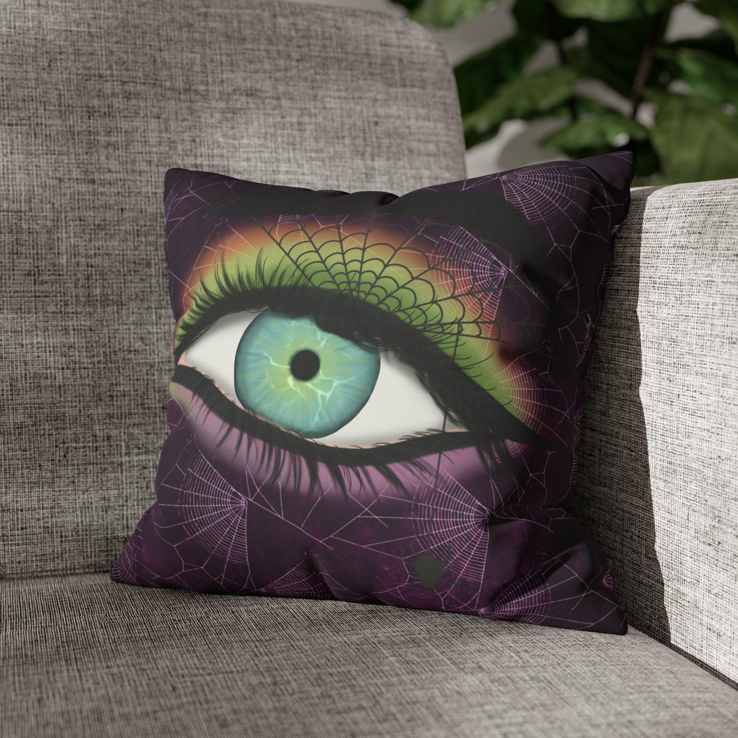 Creepy Witch's Eye Purple Goth Glam Halloween Throw Pillow | lovevisionkarma.com