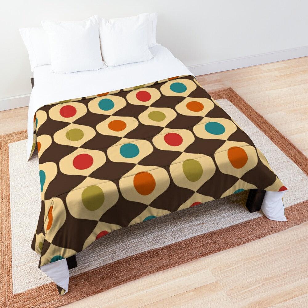 Retro 60s 70s Mid Century Modern Geometric Multicolor Comforter