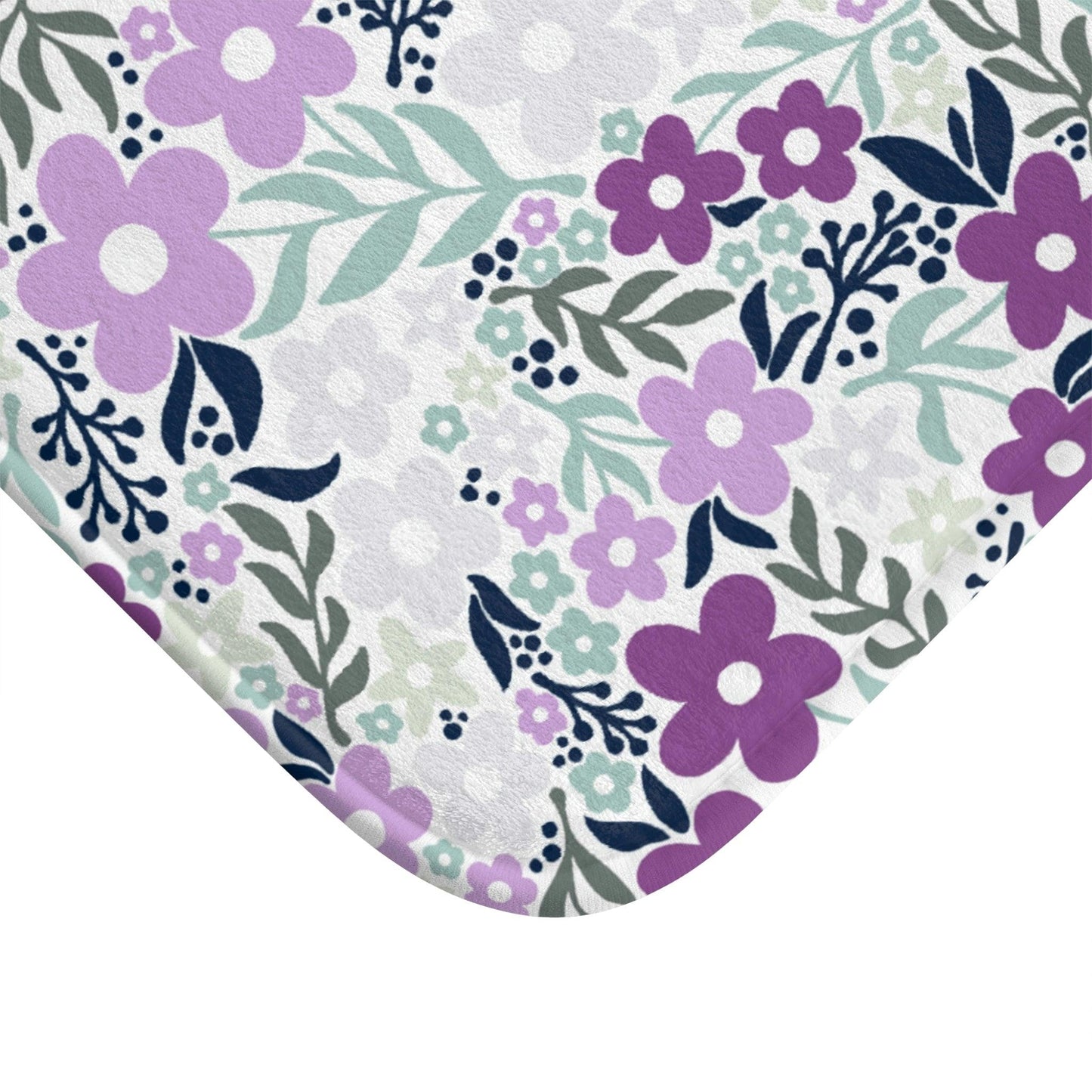 Retro Minimalist Floral MCM Purple Bath Mat | lovevisionkarma.com