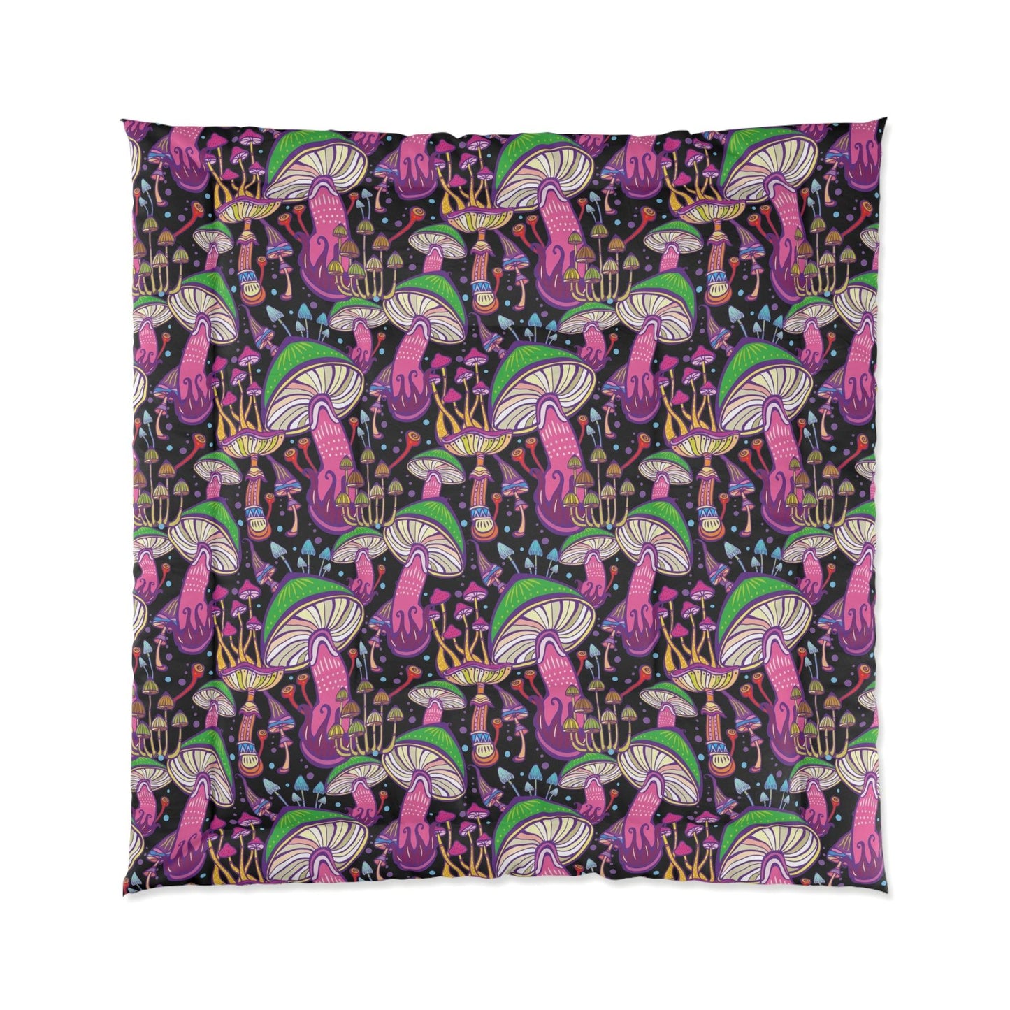 Trippy Mushroom Space Hippie Multicolor Comforter | lovevisionkarma.com