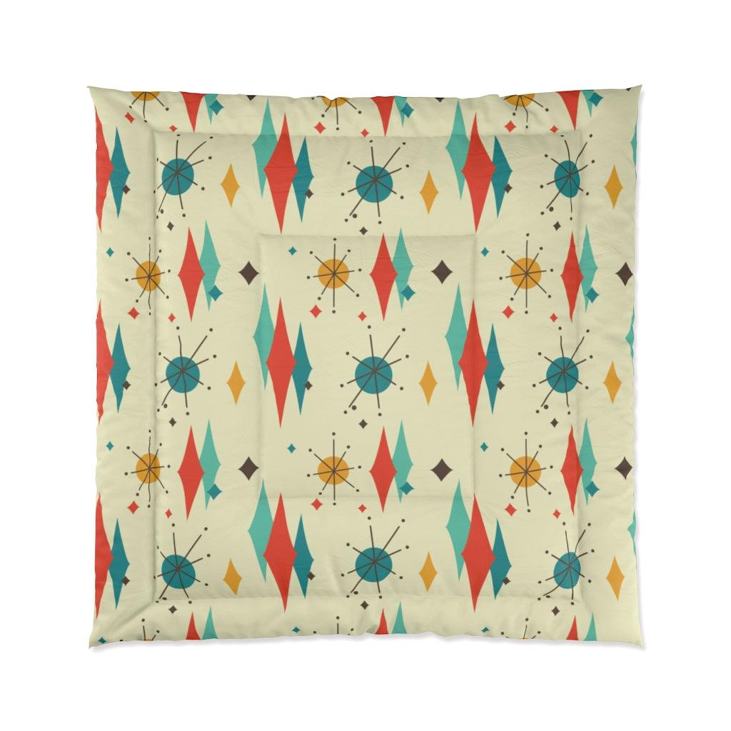 Retro 1950's Atomic Diamond Mid Century Modern Comforter | lovevisionkarma.com