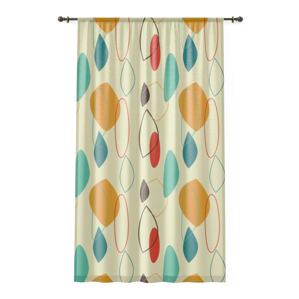 Retro 50's Mid Century Mod Abstract Multicolor Sheer Window Curtain | lovevisionkarma.com