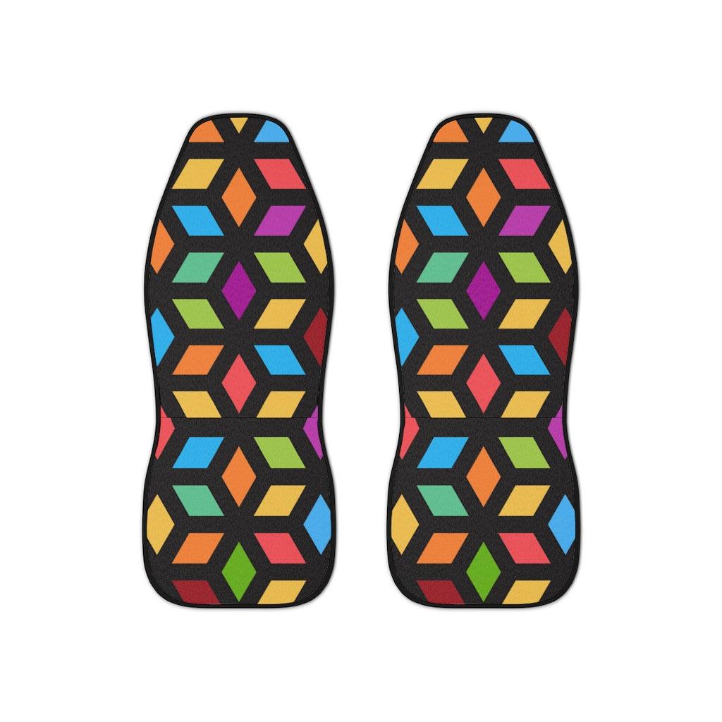 Colorful Geometric MCM Car Seat Covers | lovevisionkarma.com