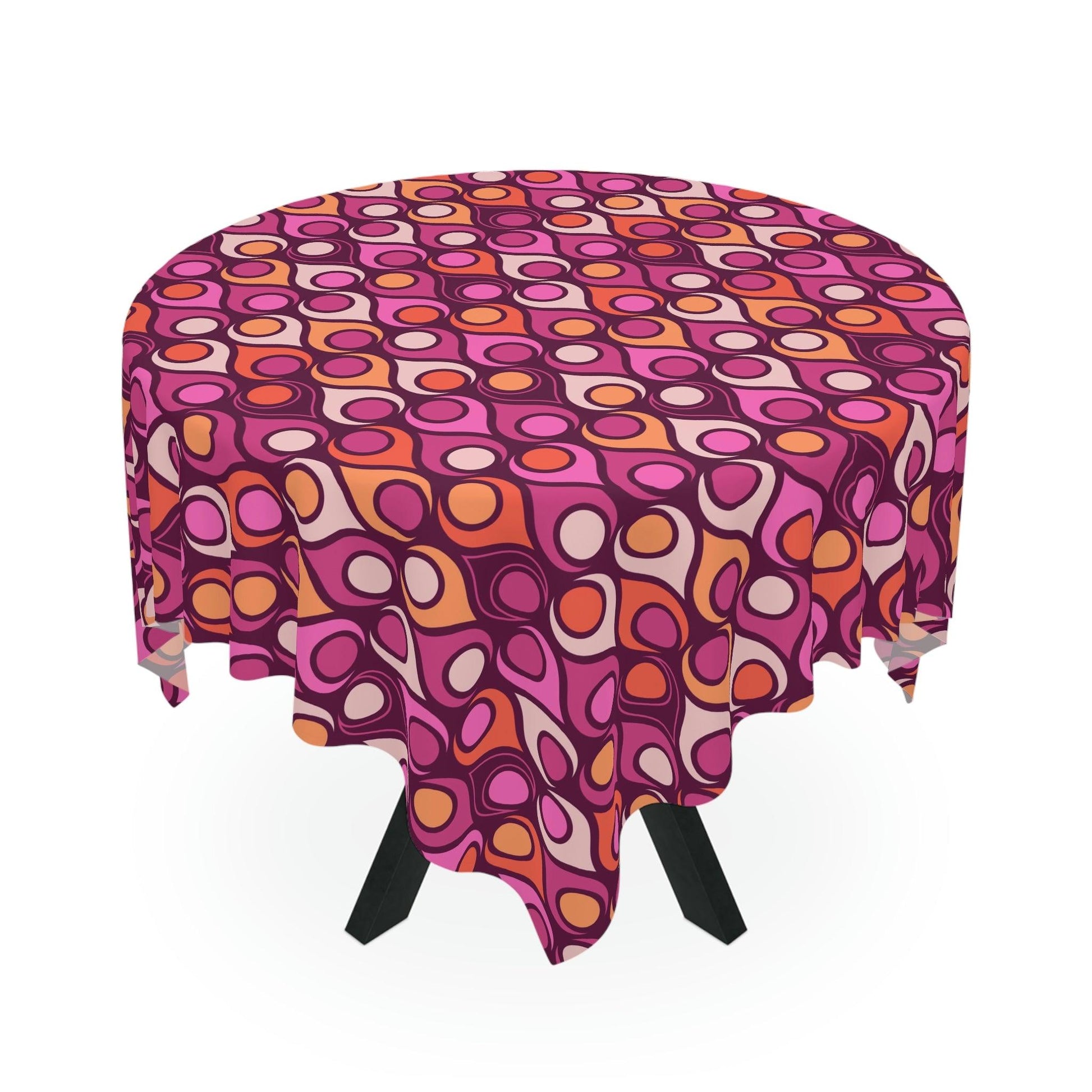 Retro Groovy Mod MCM Magenta Purple Tablecloth | lovevisionkarma.com