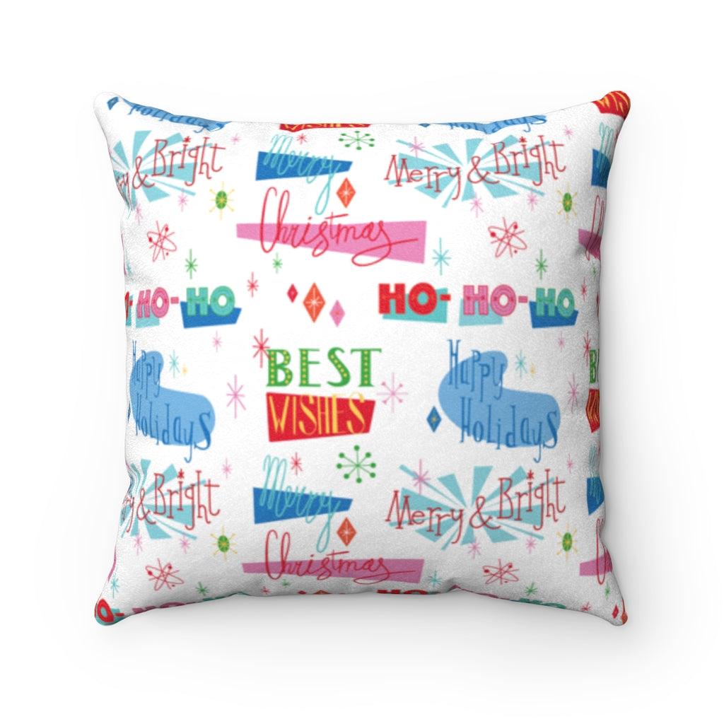 Retro Atomic Christmas Greetings MCM Multicolor Pillow | lovevisionkarma.com