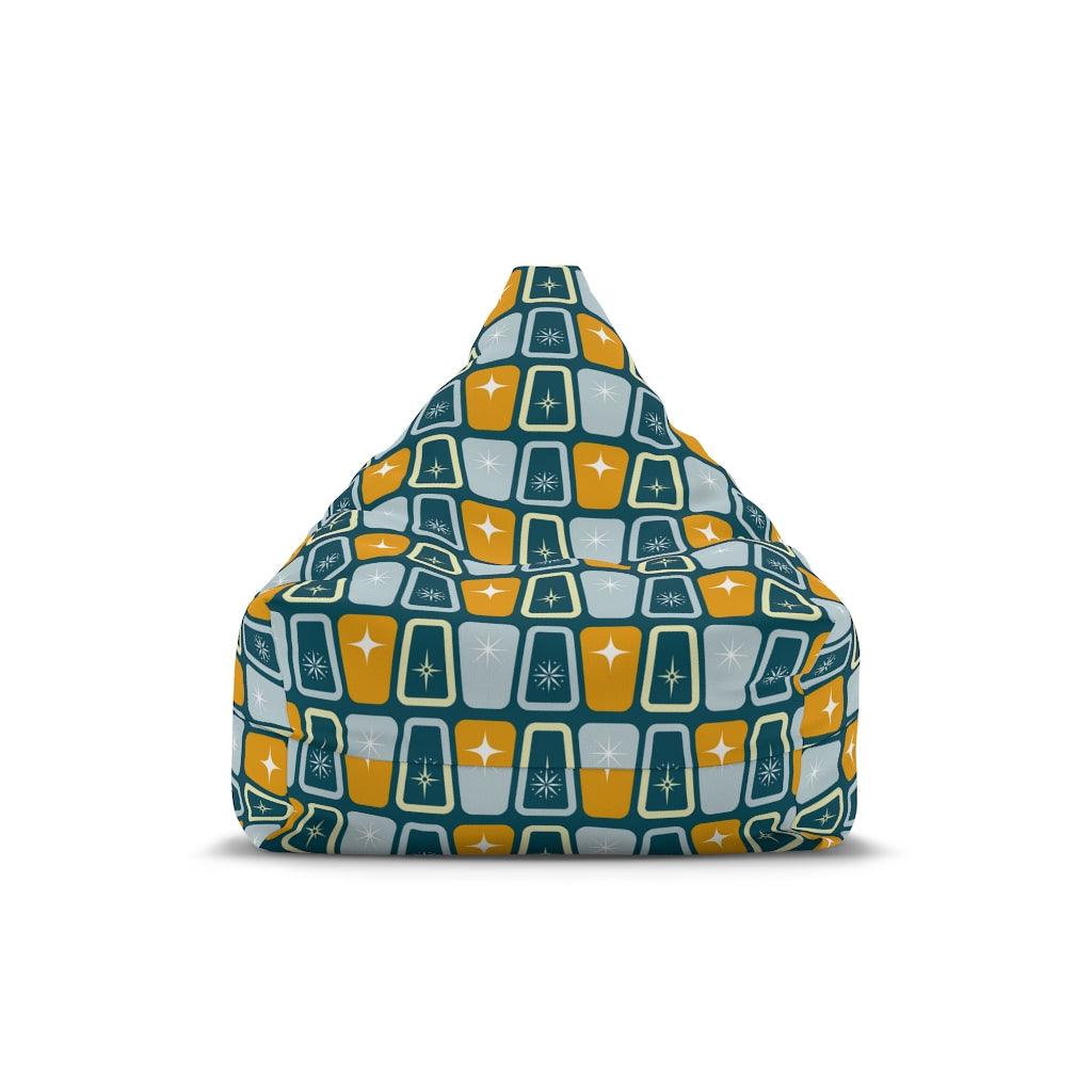 Retro Atomic Starburst MCM Blue & Mustard Bean Bag Chair COVER | lovevisionkarma.com