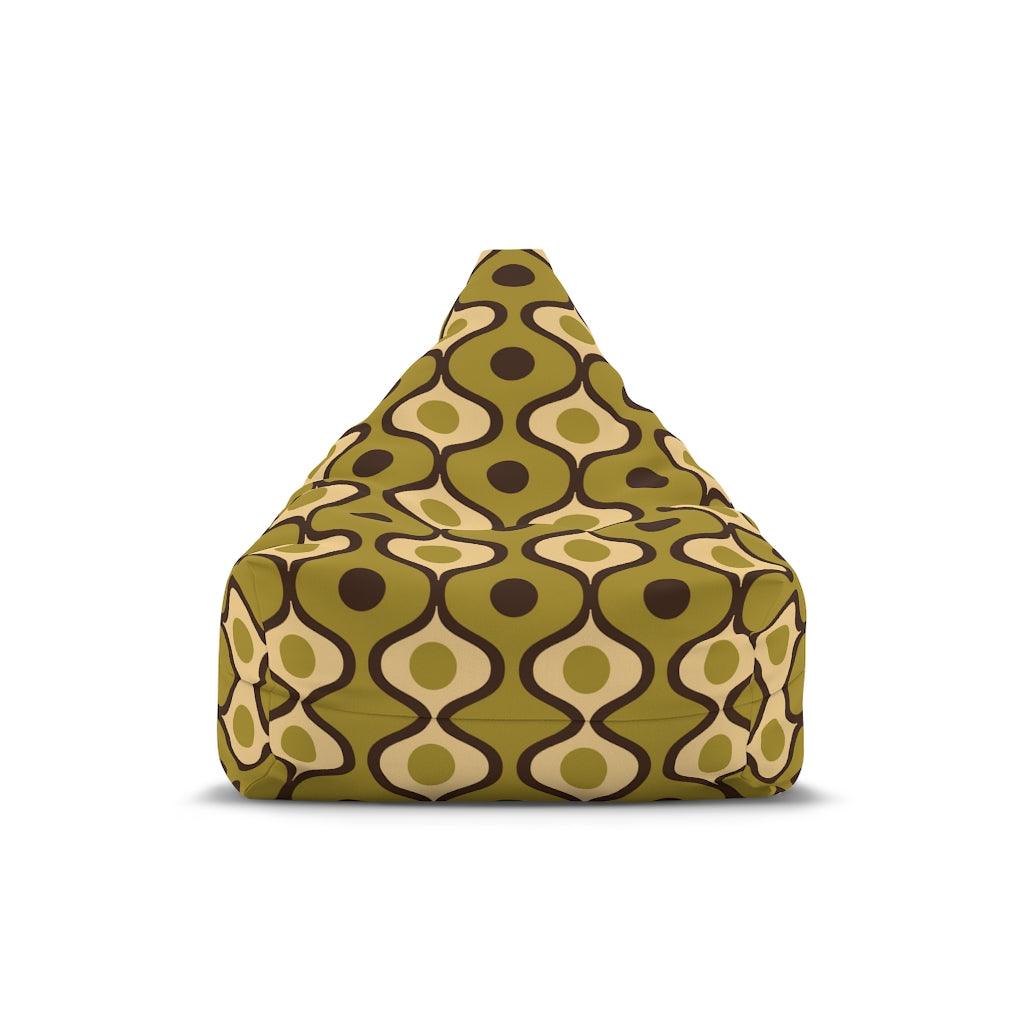 Retro 70's Bulbs and Circles Olive Green Bean Bag Chair COVER | lovevisionkarma.com