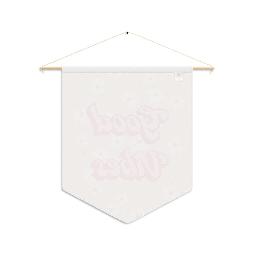 Groovy Good Vibes Daisy Pink & Peach MCM Wall Pennant | lovevisionkarma.com