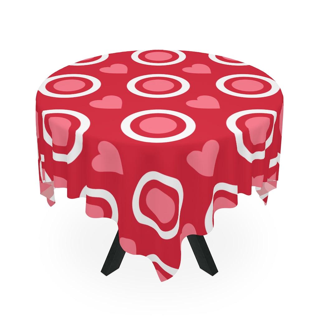 Retro Red Hearts & Circles Valentine Tablecloth | lovevisionkarma.com