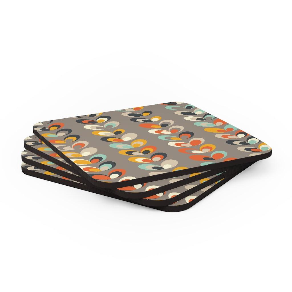 Mid Century Danish Floral Vine & Leaves Scandi Gray Coaster Set | lovevisionkarma.com