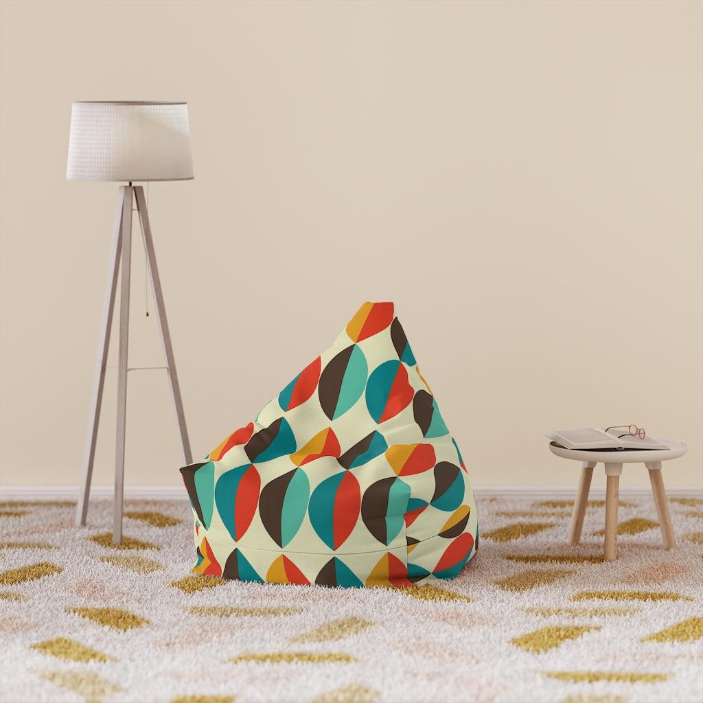 Mid Century Retro Ovals Multicolor Bean Bag Chair COVER | lovevisionkarma.com