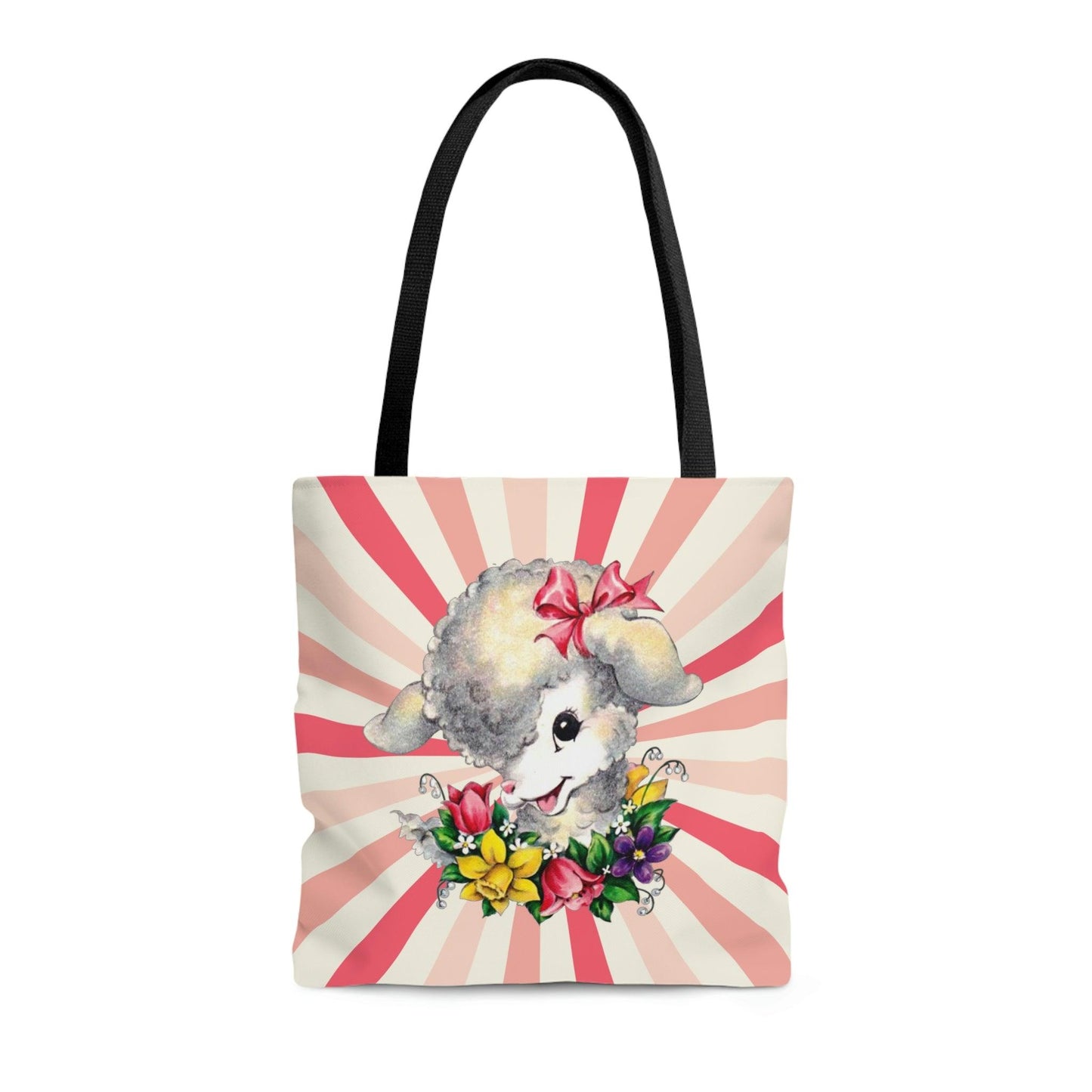 Vintage Kitsch Lamb Easter Retro MCM Colorful Tote Bag | lovevisionkarma.com