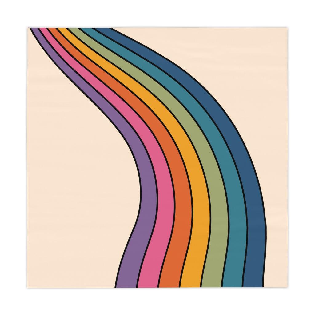 Retro 60s 70s Wavy Rainbow MCM Tablecloth | lovevisionkarma.com