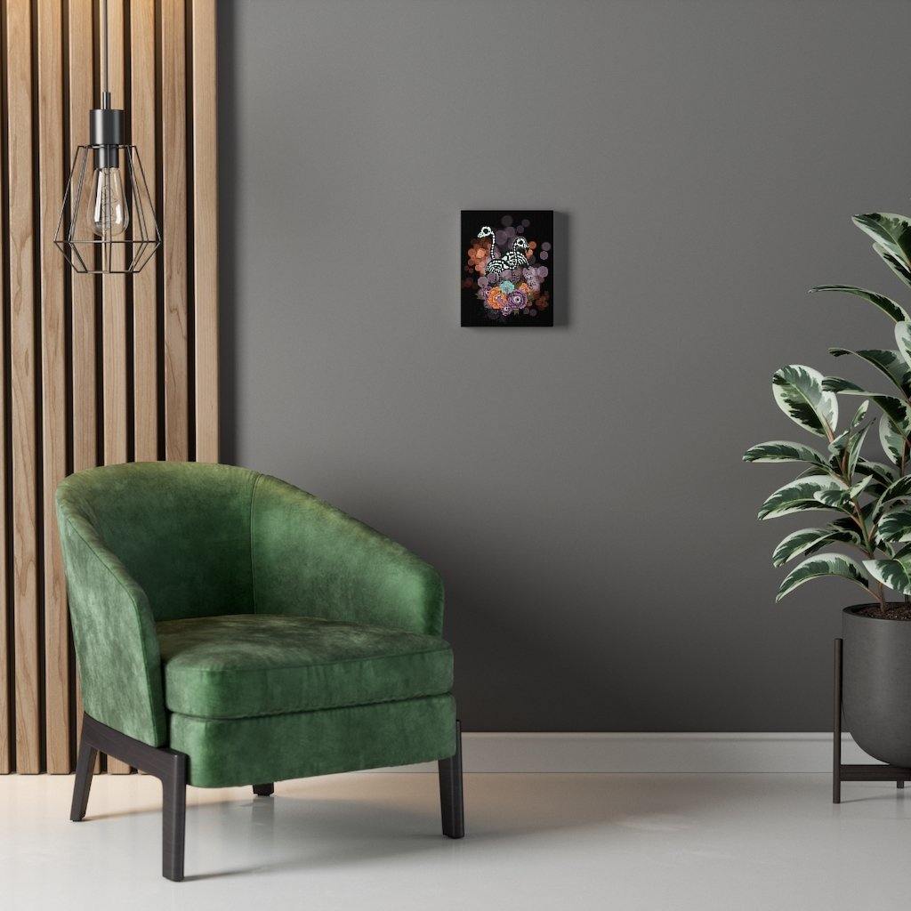 Spooky Skeleton Flamingos & Creepy-Eyed Flowers Canvas Art | Indoor Halloween Decor | lovevisionkarma.com