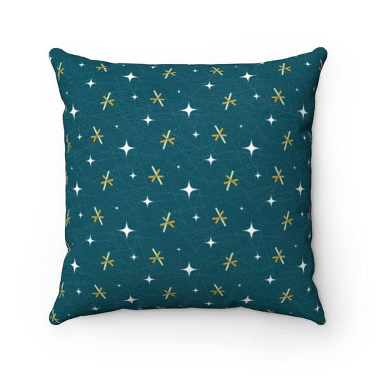 Mid Century Modern Atomic Burst Dark Blue Throw Pillow | lovevisionkarma.com