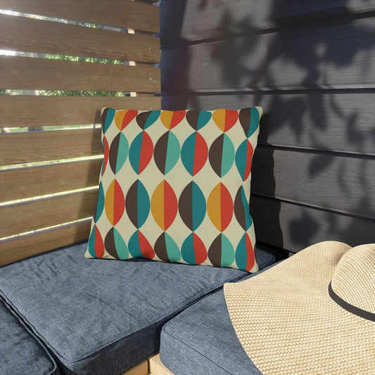 Mid Century Ovals Retro 1950s Multicolor Outdoor Pillow | lovevisionkarma.com