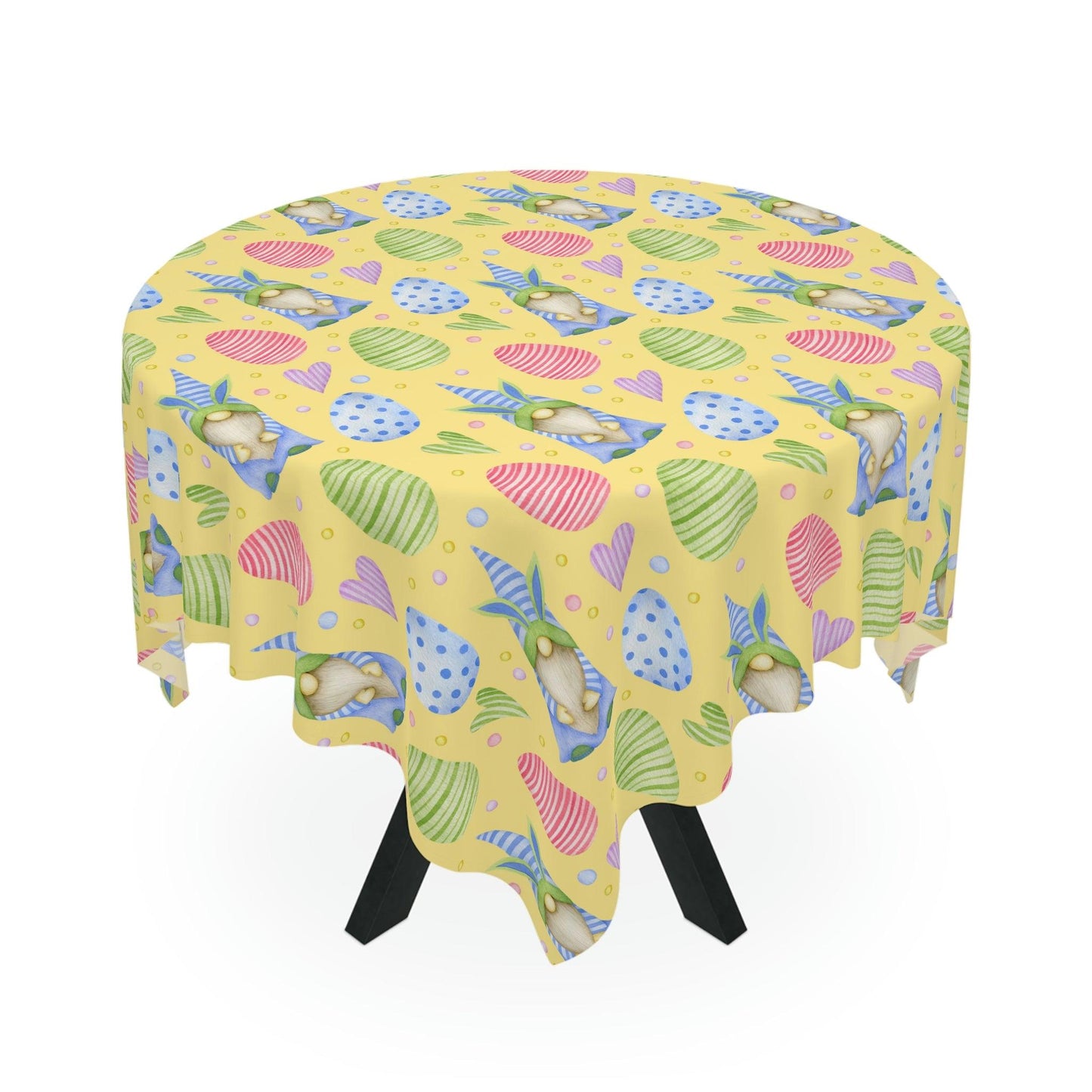 Easter Bunny Gnomes Yellow Tablecloth | lovevisionkarma.com