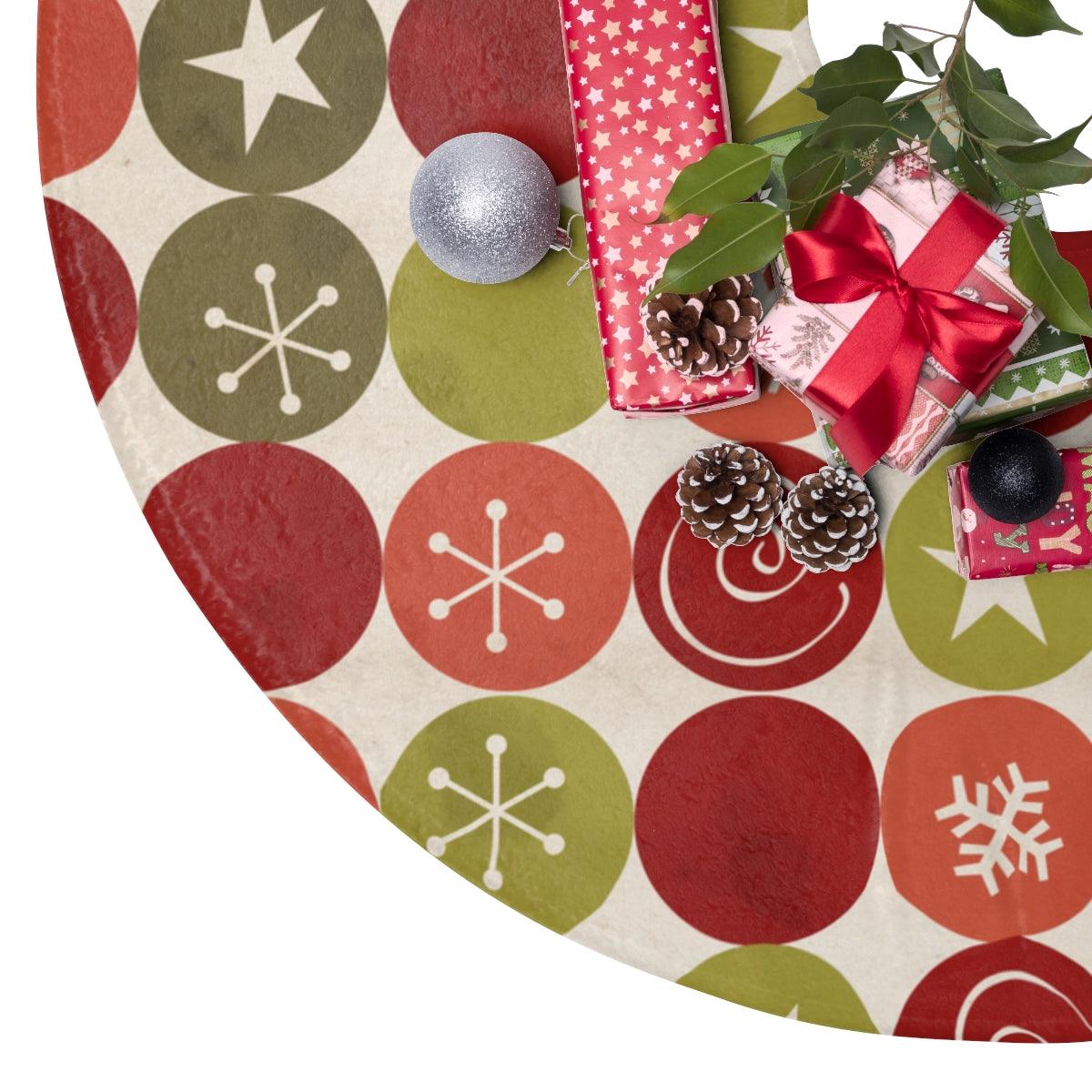 Retro 1950s Atomic Burst Red & Green MCM Christmas Tree Skirt | lovevisionkarma.com