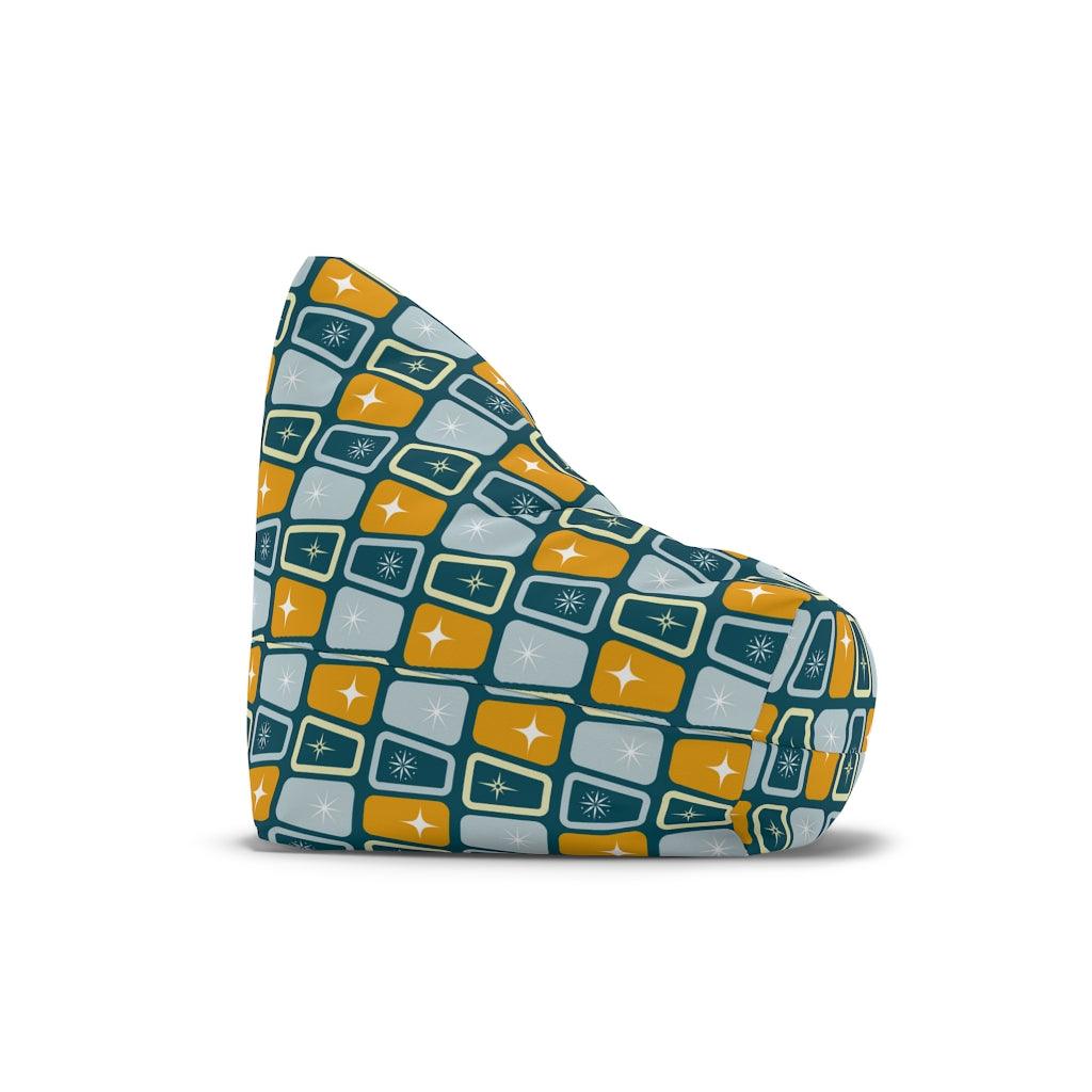 Retro Atomic Starburst MCM Blue & Mustard Bean Bag Chair COVER | lovevisionkarma.com