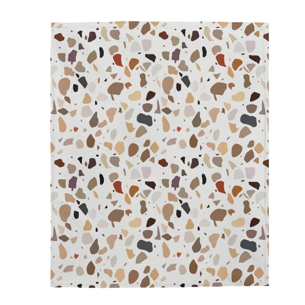 Terrazzo Print Brown Modern Minimalist Velveteen Lightweight Blanket | lovevisionkarma.com
