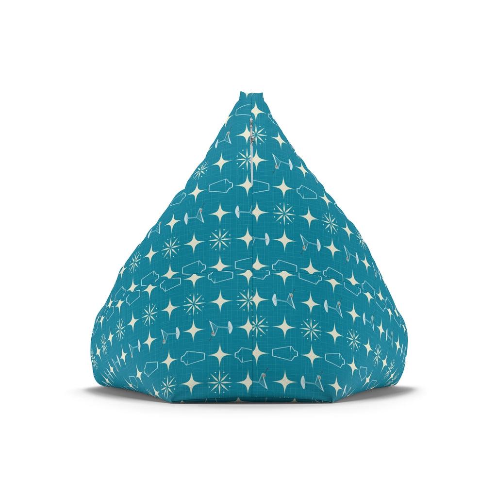 Retro Atomic Burst, Martinis & Shakers MCM Blue Bean Bag Chair COVER | lovevisionkarma.com