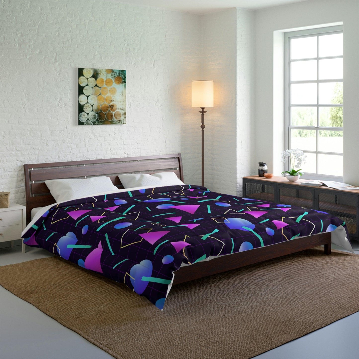 Retro 80s 90s Vaporwave Aesthetic Indigo and Purple Comforter | lovevisionkarma.com