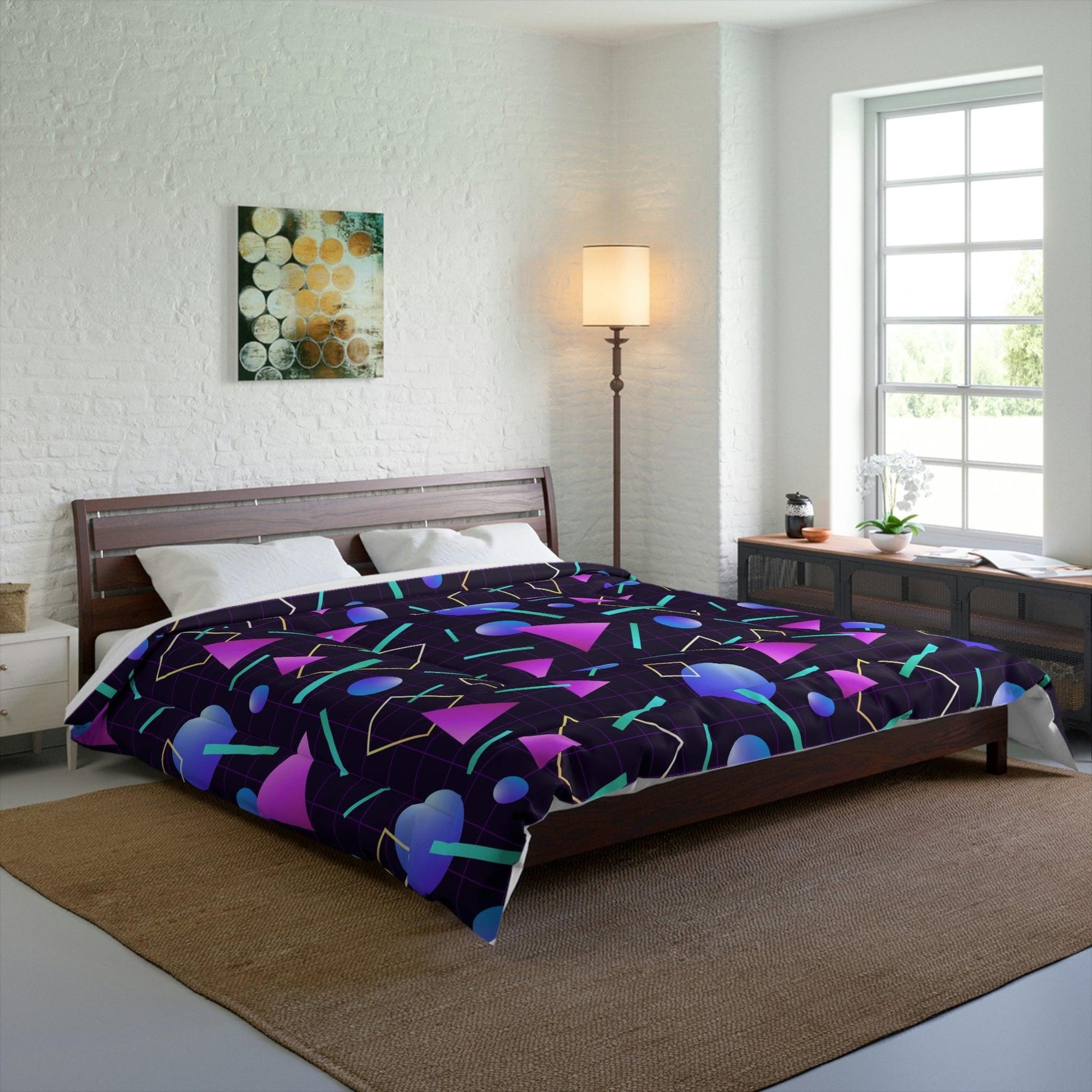 Retro 80s 90s Vaporwave Aesthetic Indigo and Purple Comforter | lovevisionkarma.com