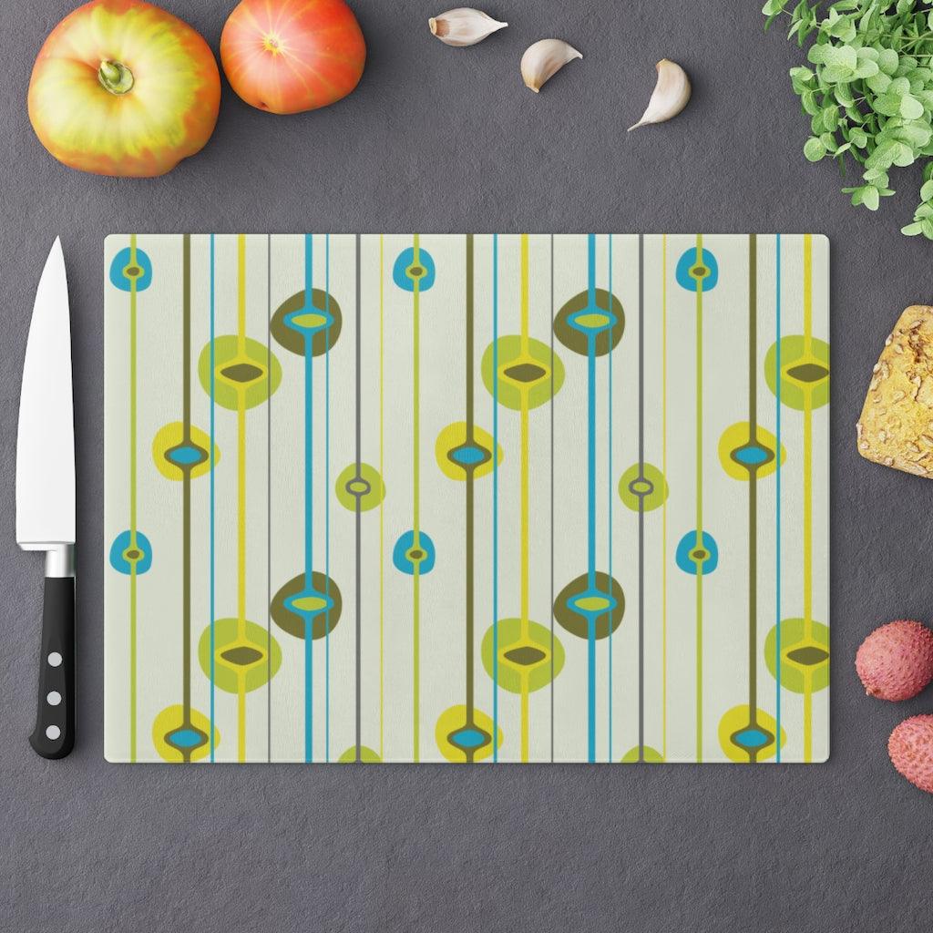 Retro Mid Century Mod Green & Blue Glass Cutting Board | lovevisionkarma.com