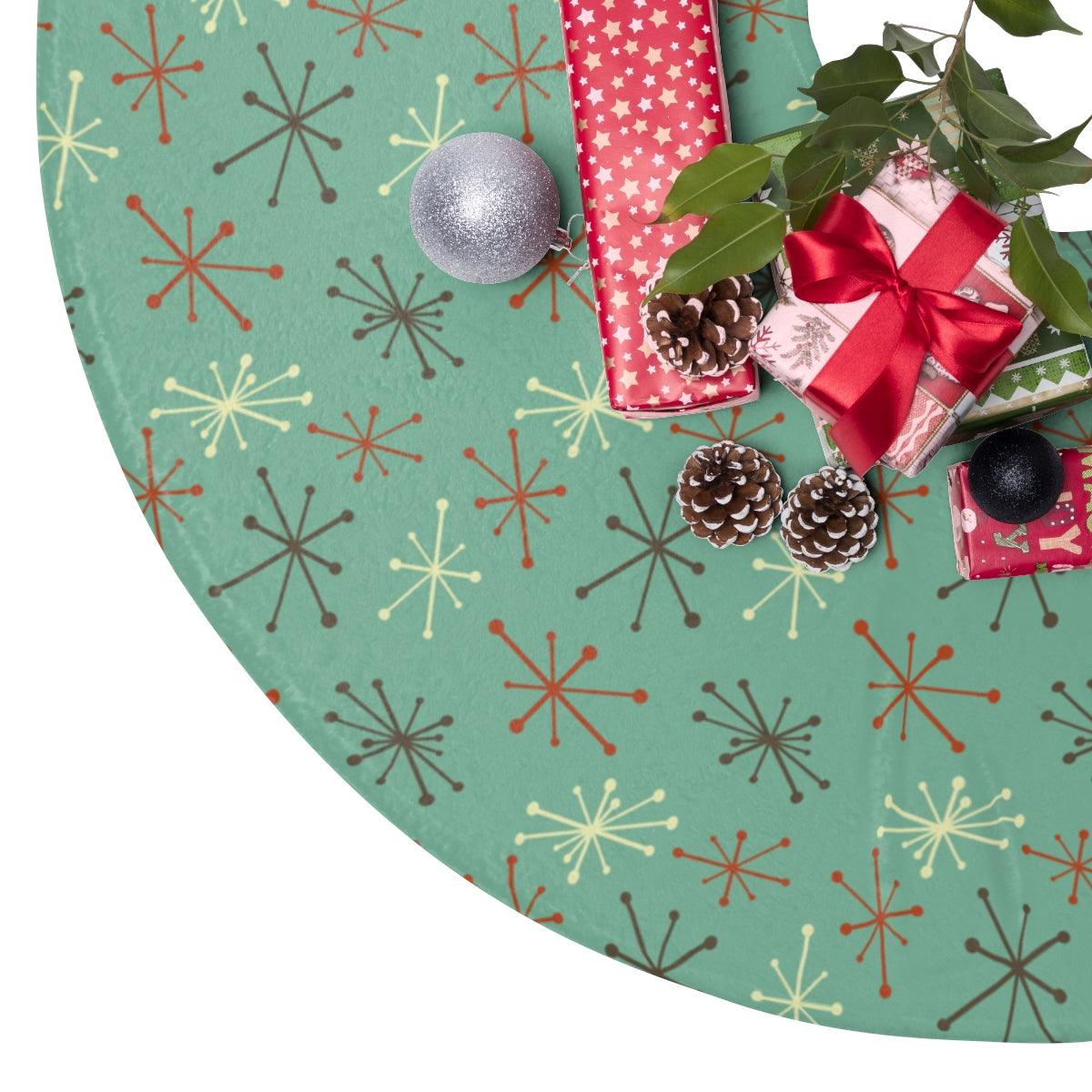 Atomic Burst Blue MCM Christmas Tree Skirt | lovevisionkarma.com