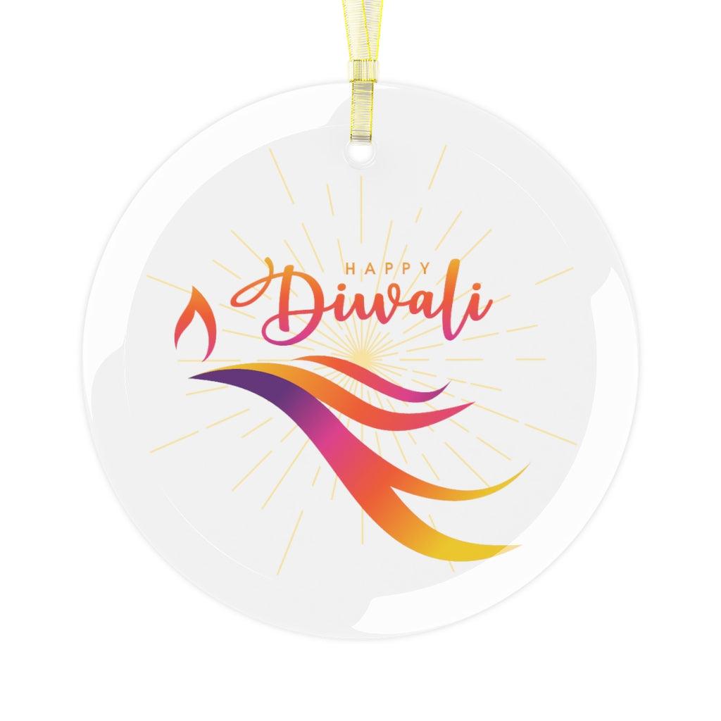 Happy Diwali, Festival of Lights Diwali Home Decor, Glass Ornament | lovevisionkarma.com