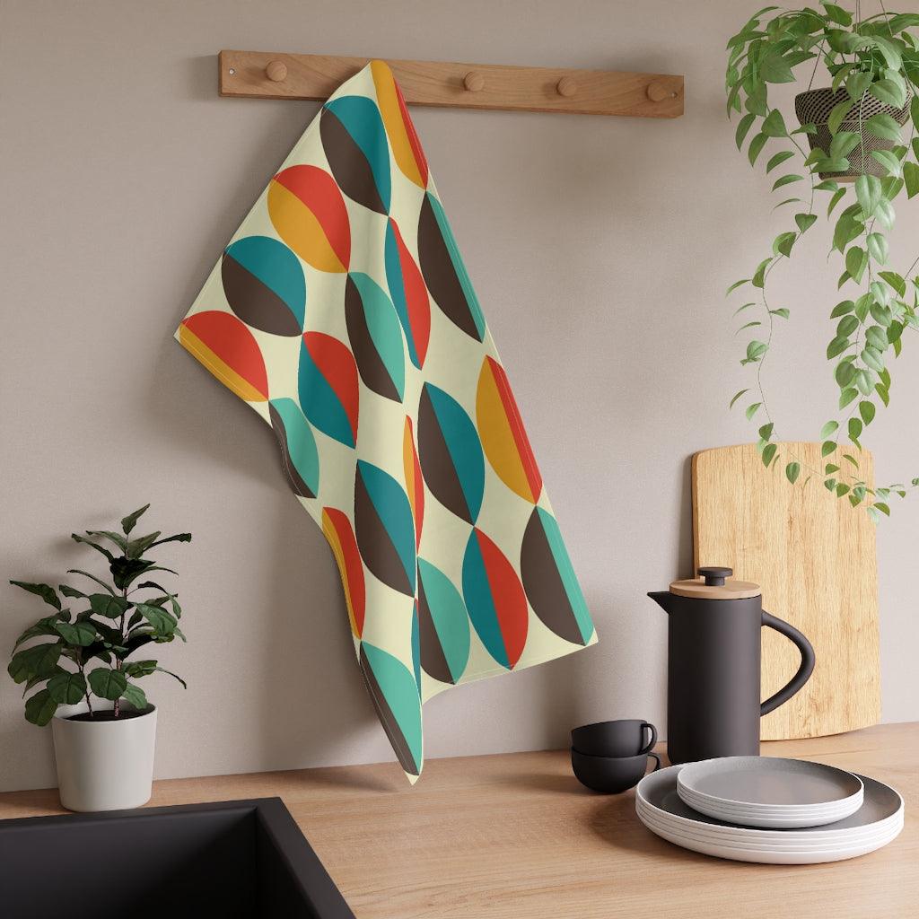 Retro 50's Mid Century Mod Colorful Ovals Kitchen Towel | lovevisionkarma.com