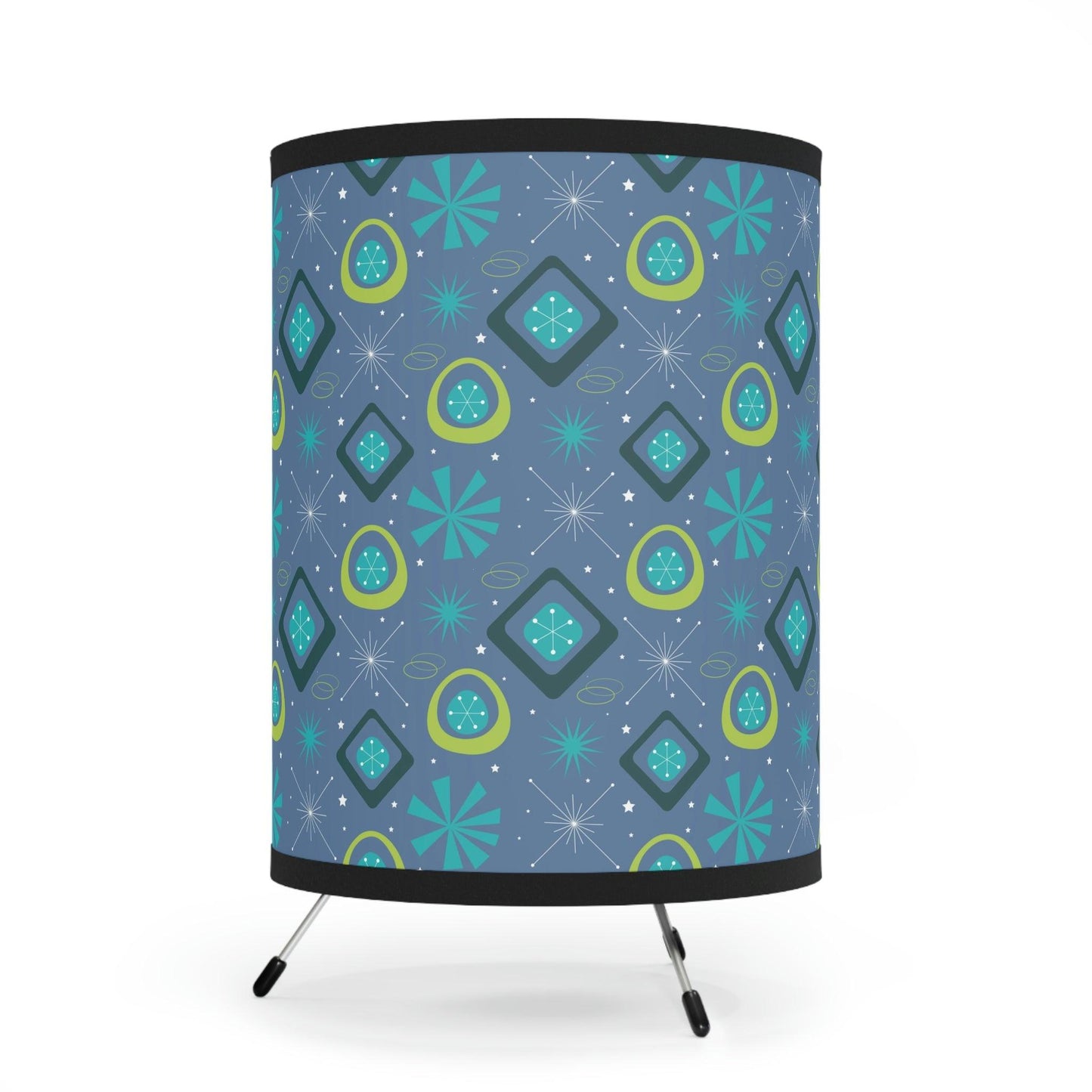 Retro 50s Space Age, Starburst Mid Century Mod Blue & Green Tripod Accent Lamp | lovevisionkarma.com
