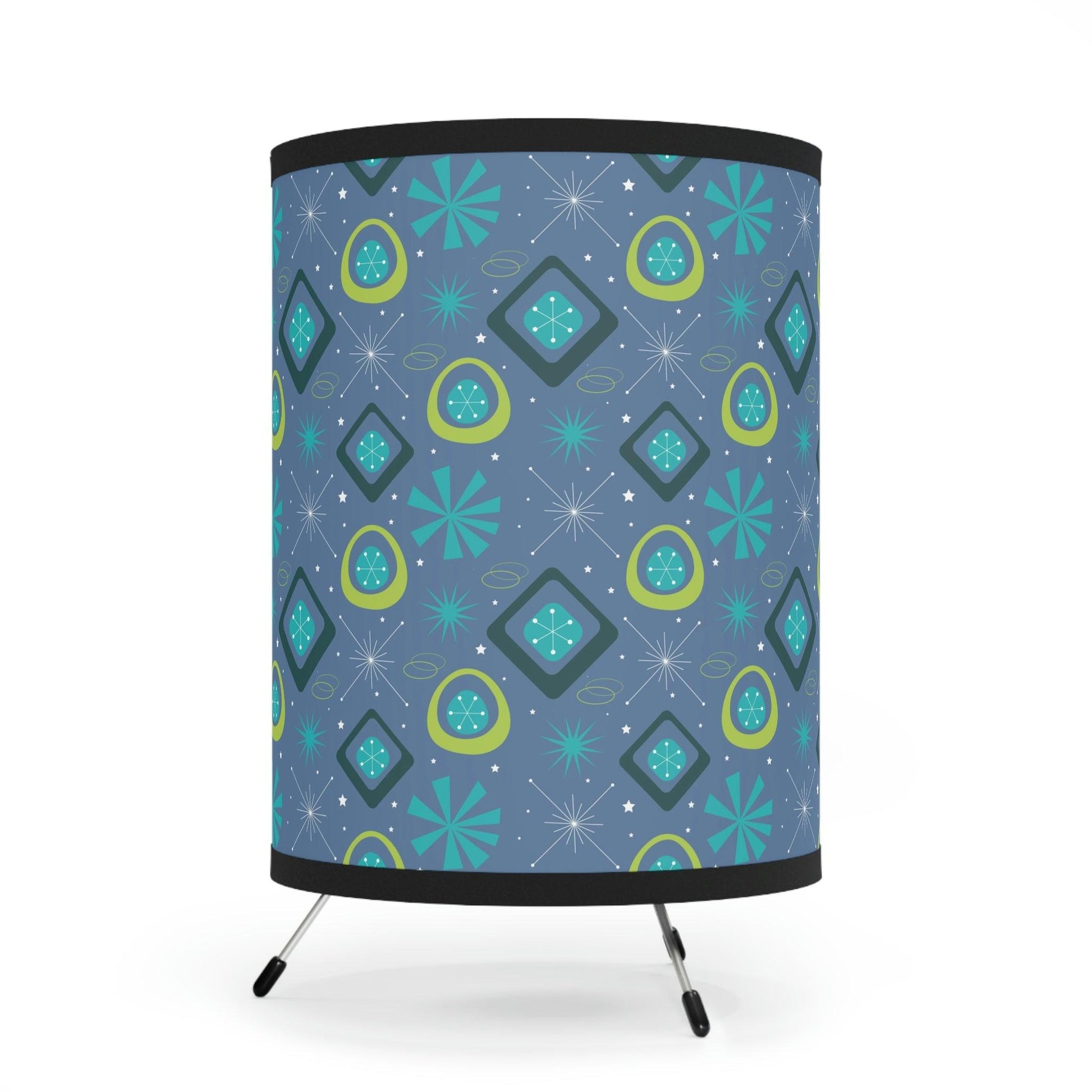Retro 50s Space Age, Starburst Mid Century Mod Blue & Green Tripod Accent Lamp | lovevisionkarma.com