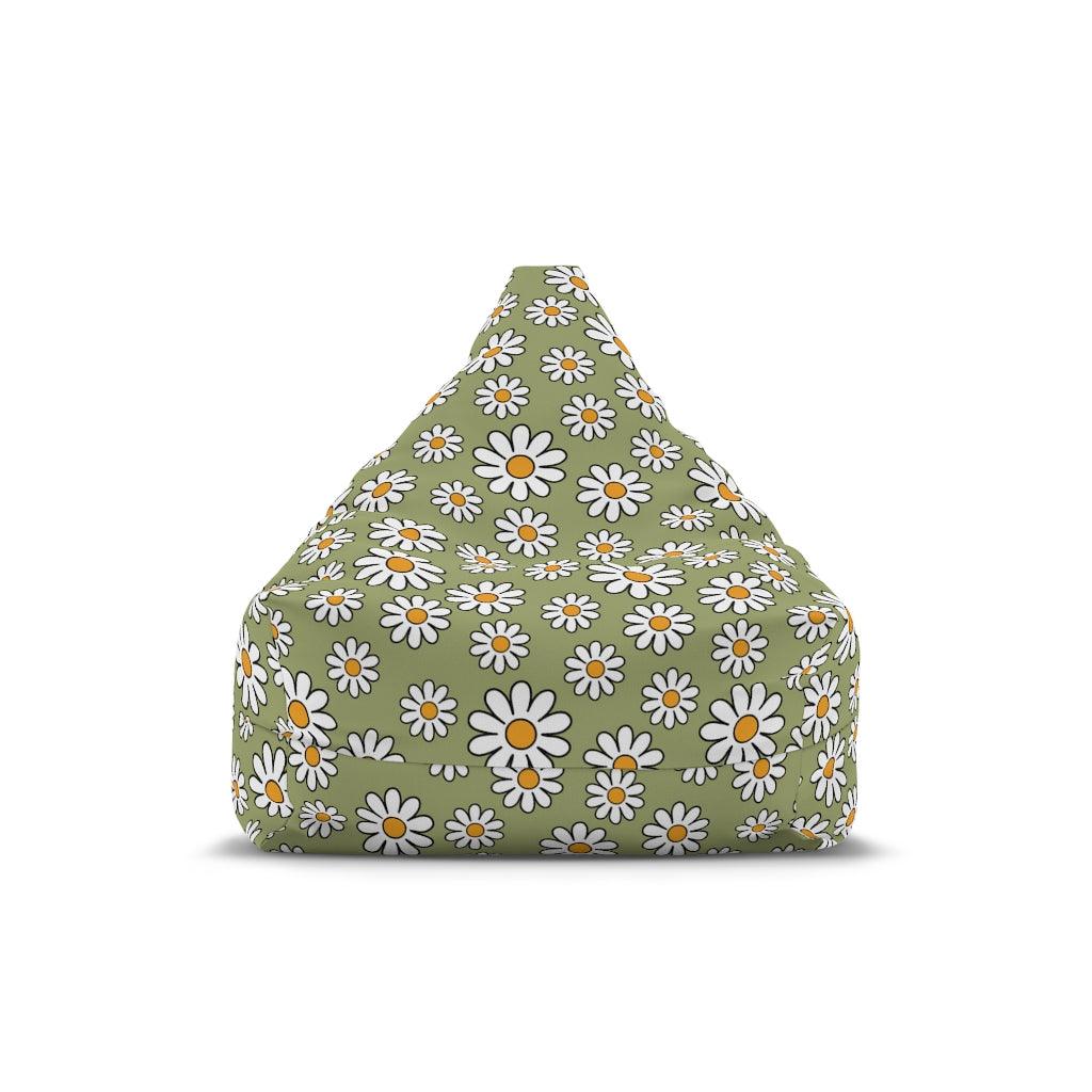 Boho Daisy Sage Green MCM Bean Bag Chair COVER | lovevisionkarma.com