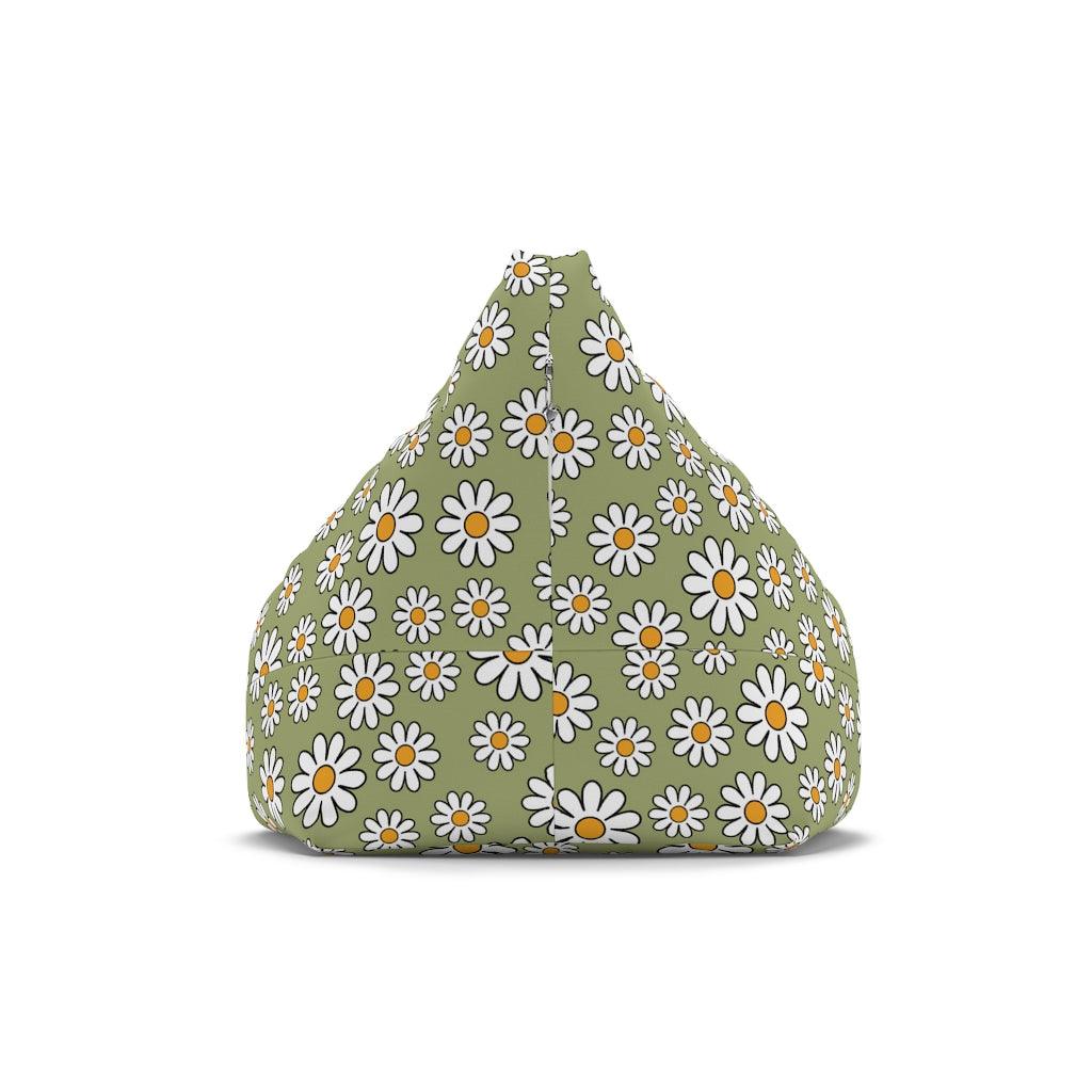 Boho Daisy Sage Green MCM Bean Bag Chair COVER | lovevisionkarma.com
